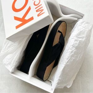 KORS Michael Kors Black Kid Suede Platform Sandals